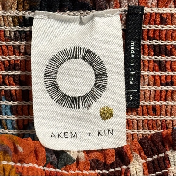 AKEMI + KIN Sz S Floral Smocked Covertible to Skirt Midi Dress Asymmetrical - Picture 8 of 8